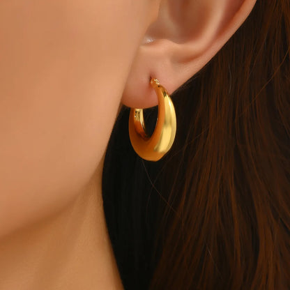 1 Pair Simple Style Classic Style C Shape Plating 304 Stainless Steel Titanium Steel 18K Gold Plated Ear Studs