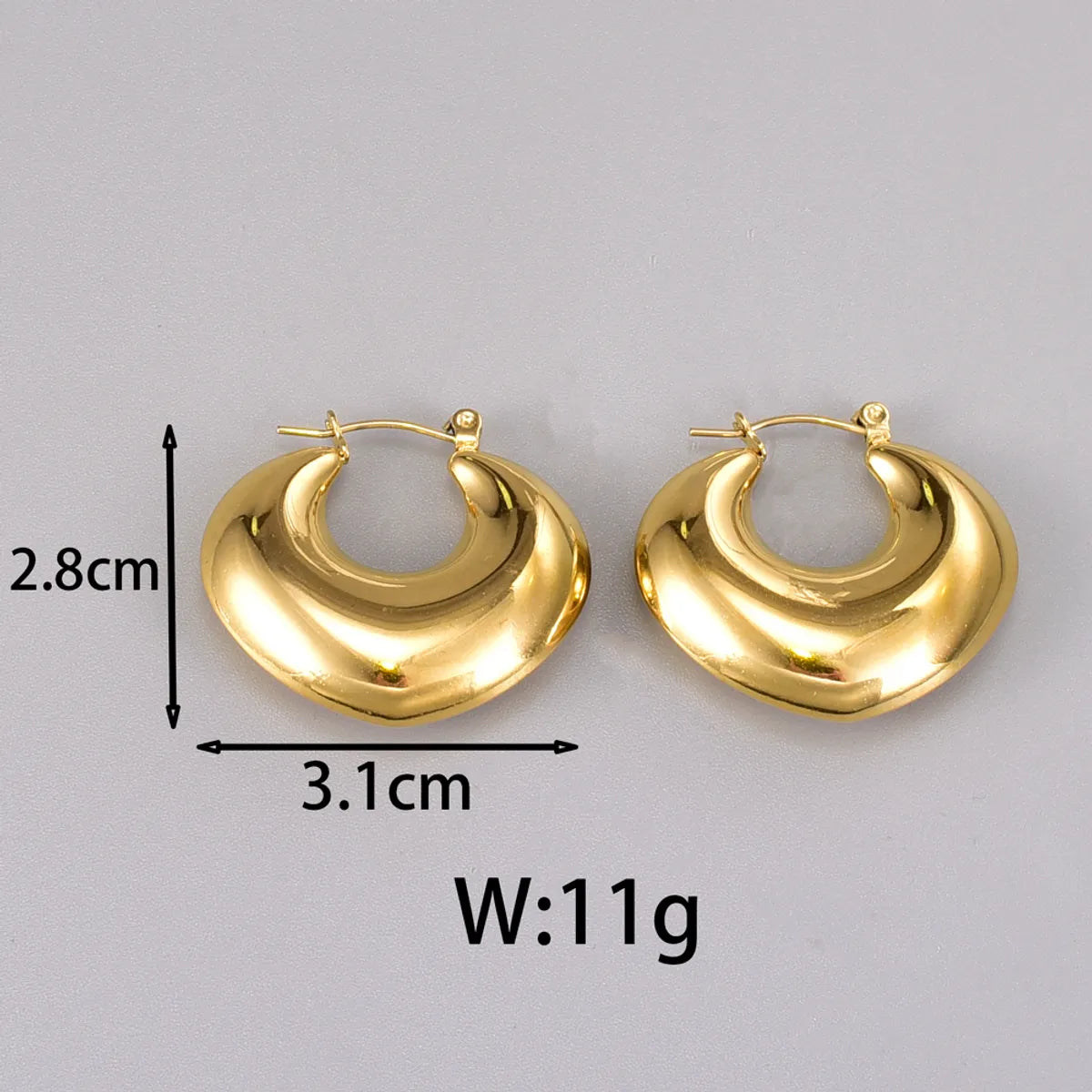 1 Pair Simple Style Classic Style C Shape Plating 304 Stainless Steel Titanium Steel 18K Gold Plated Ear Studs