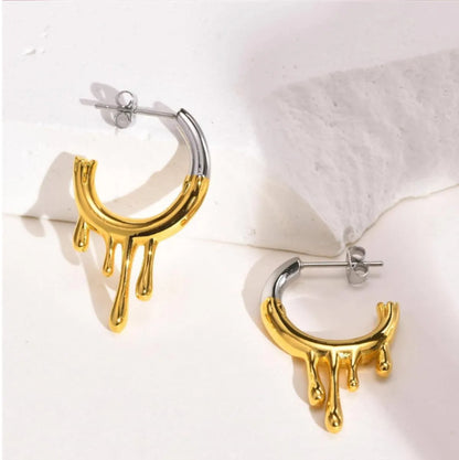 1 Pair Simple Style Classic Style C Shape Plating Titanium Steel Drop Earrings