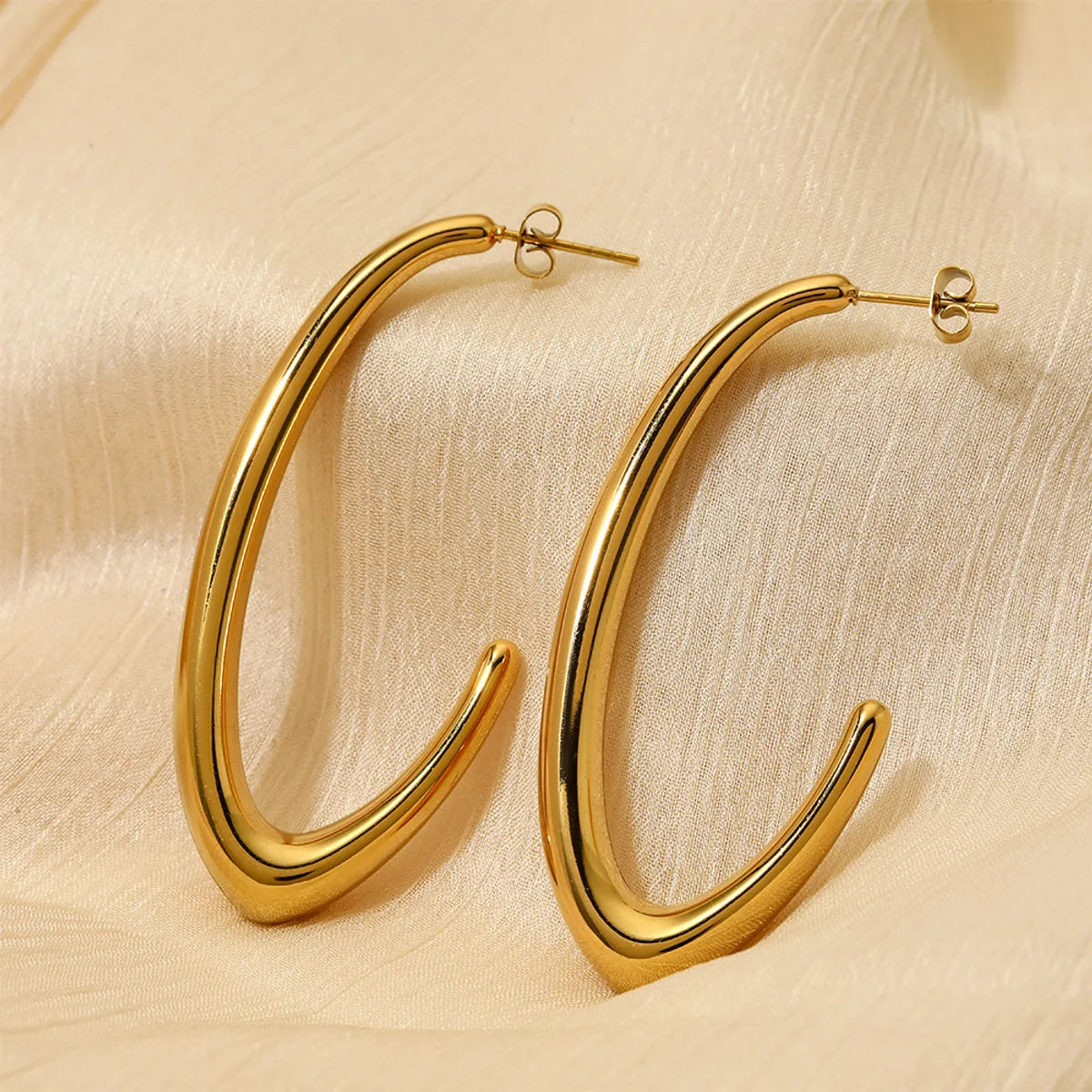 1 Pair Simple Style Classic Style C Shape Polishing Plating Stainless Steel 14k Gold Plated White Gold Plated Gold Plated Earrings