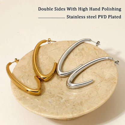 1 Pair Simple Style Classic Style C Shape Polishing Plating Stainless Steel 14k Gold Plated White Gold Plated Gold Plated Earrings