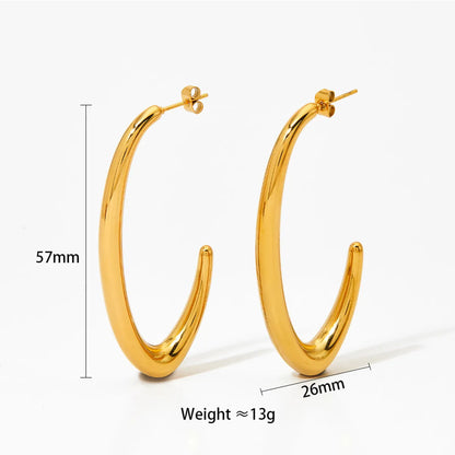 1 Pair Simple Style Classic Style C Shape Polishing Plating Stainless Steel 14k Gold Plated White Gold Plated Gold Plated Earrings