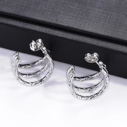 1 Pair Simple Style Classic Style C Shape Polishing Stainless Steel Ear Studs