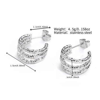 1 Pair Simple Style Classic Style C Shape Polishing Stainless Steel Ear Studs