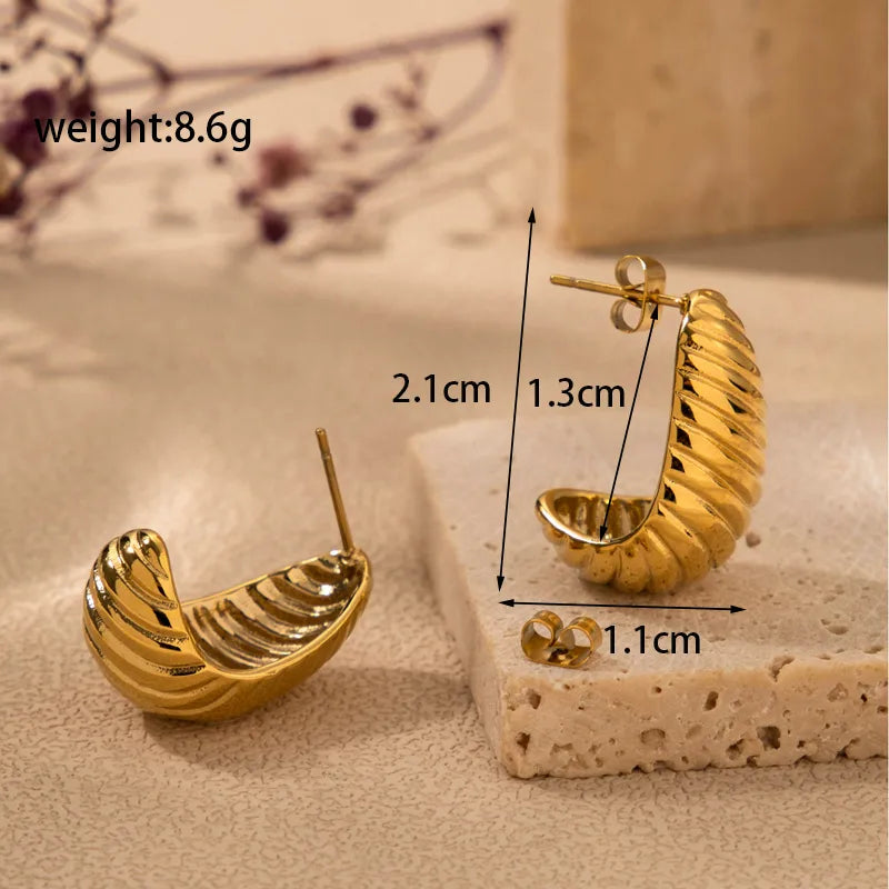 1 Pair Simple Style Classic Style C Shape Water Droplets Plating 304 Stainless Steel Ear Studs