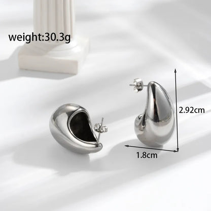 1 Pair Simple Style Classic Style C Shape Water Droplets Plating 304 Stainless Steel Ear Studs