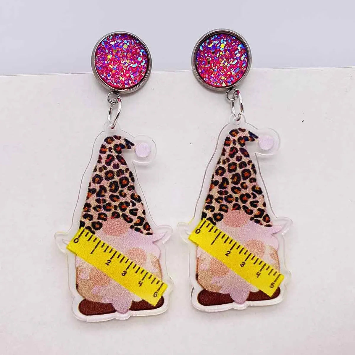 1 Pair Simple Style Classic Style Cartoon Character Letter Patchwork Arylic Drop Earrings