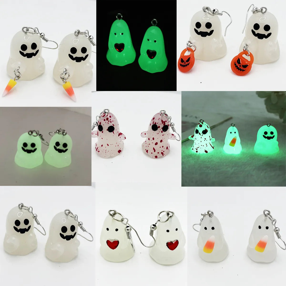 1 Pair Simple Style Classic Style Cartoon Character Printing Plastic Resin Drop Earrings