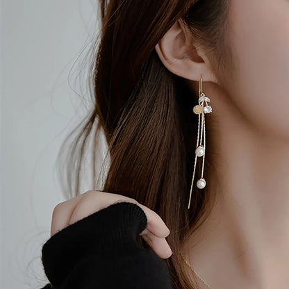 1 Pair Simple Style Classic Style Cherry Plating Inlay Zinc Alloy Rhinestones Gold Plated Ear Line