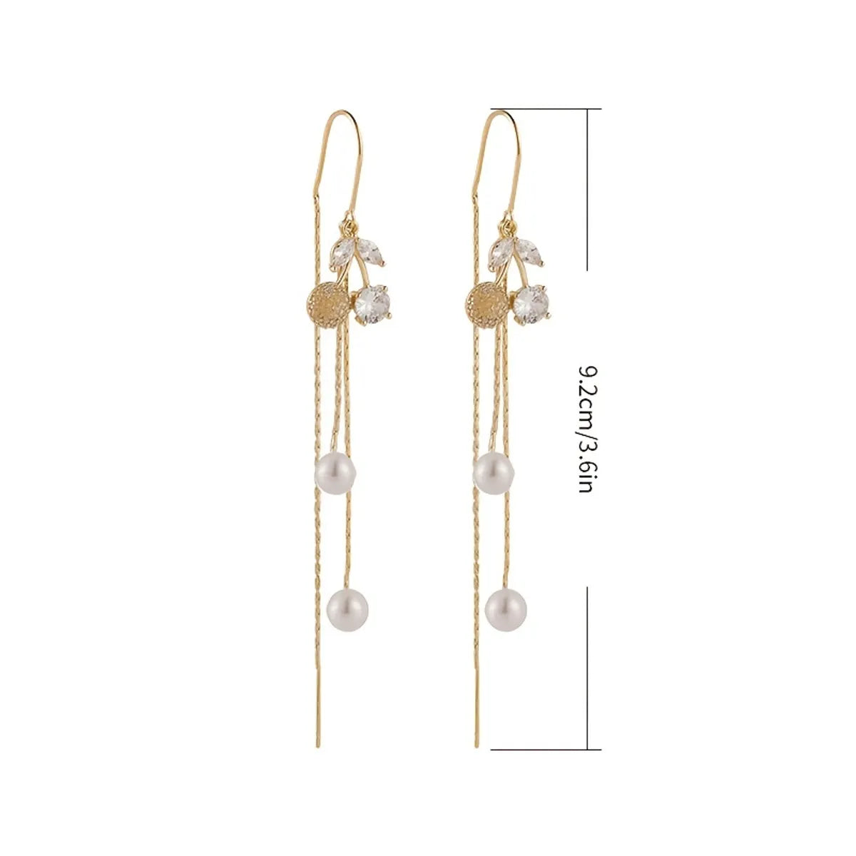 1 Pair Simple Style Classic Style Cherry Plating Inlay Zinc Alloy Rhinestones Gold Plated Ear Line