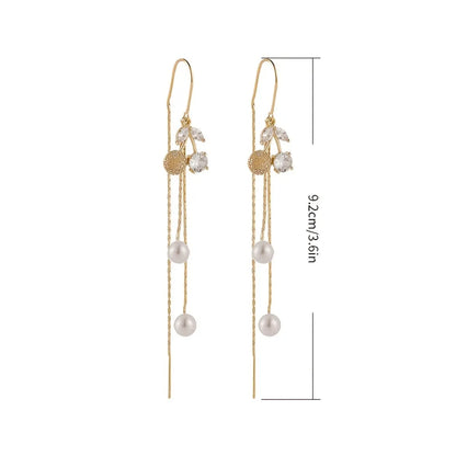 1 Pair Simple Style Classic Style Cherry Plating Inlay Zinc Alloy Rhinestones Gold Plated Ear Line