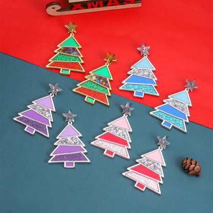 1 Pair Simple Style Classic Style Christmas Tree Polishing Epoxy Plating Arylic Plastic Silver Plated Drop Earrings