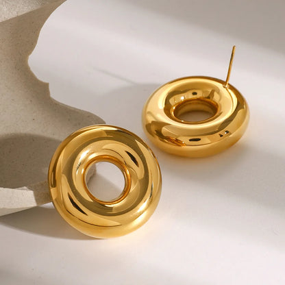 1 Pair Simple Style Classic Style Circle Hollow Out 304 Stainless Steel Ear Studs