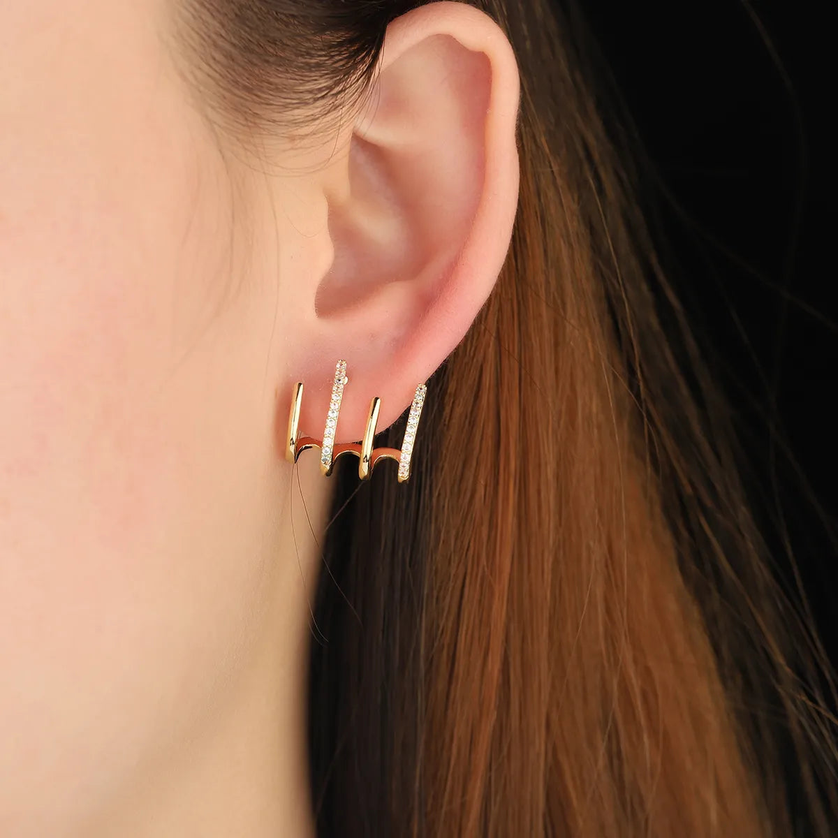 1 Pair Simple Style Classic Style Circle Plating Inlay Copper Zircon 14k Gold Plated Ear Studs