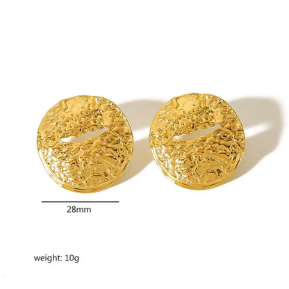 1 Pair Simple Style Classic Style Circle Polishing Plating 304 Stainless Steel 18K Gold Plated Ear Studs