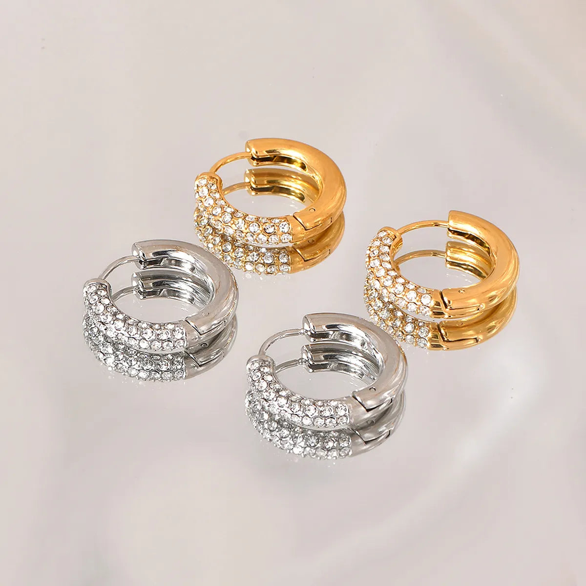 1 Pair Simple Style Classic Style Circle Round 304 Stainless Steel Earrings