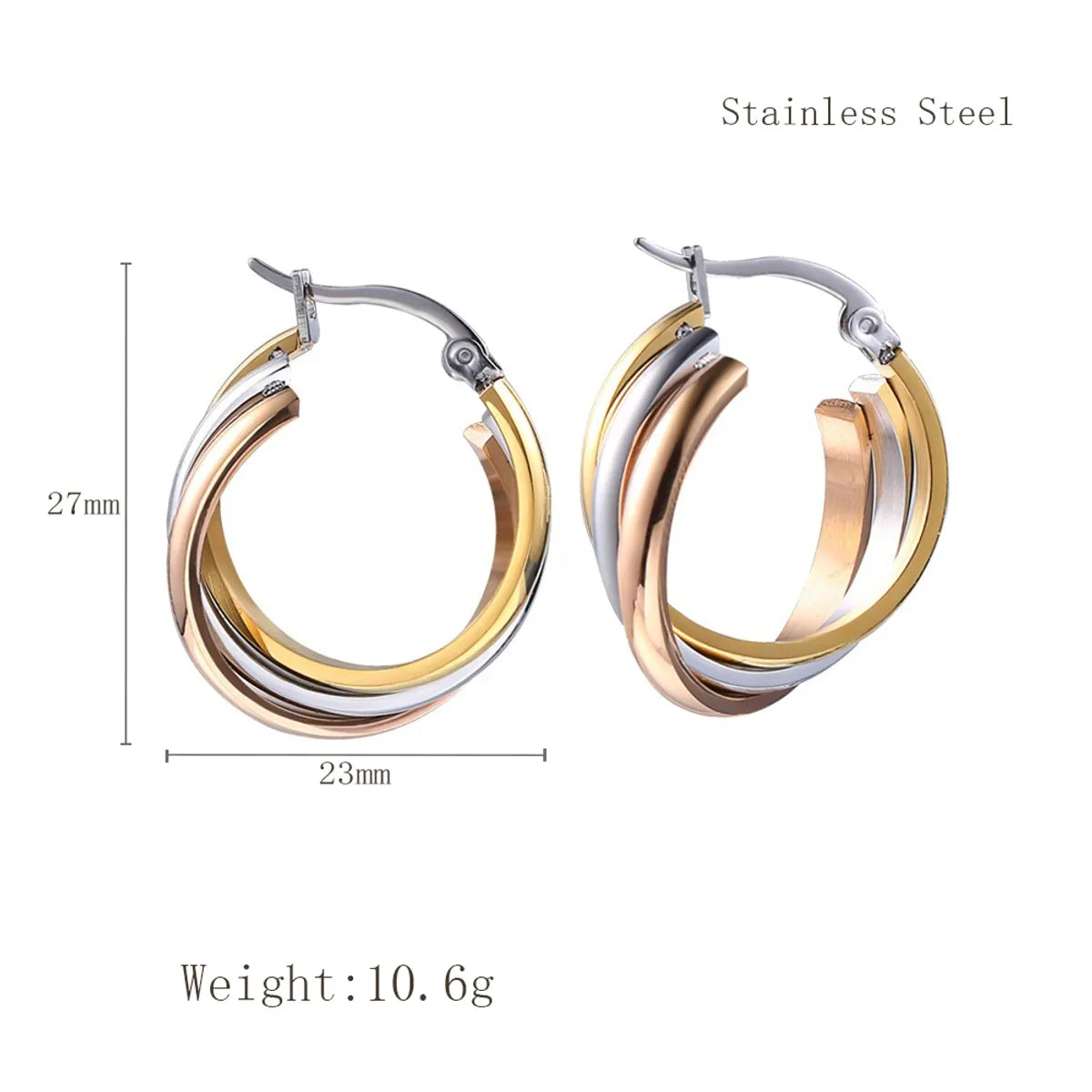 1 Pair Simple Style Classic Style Color Block Asymmetrical Titanium Steel Ear Studs