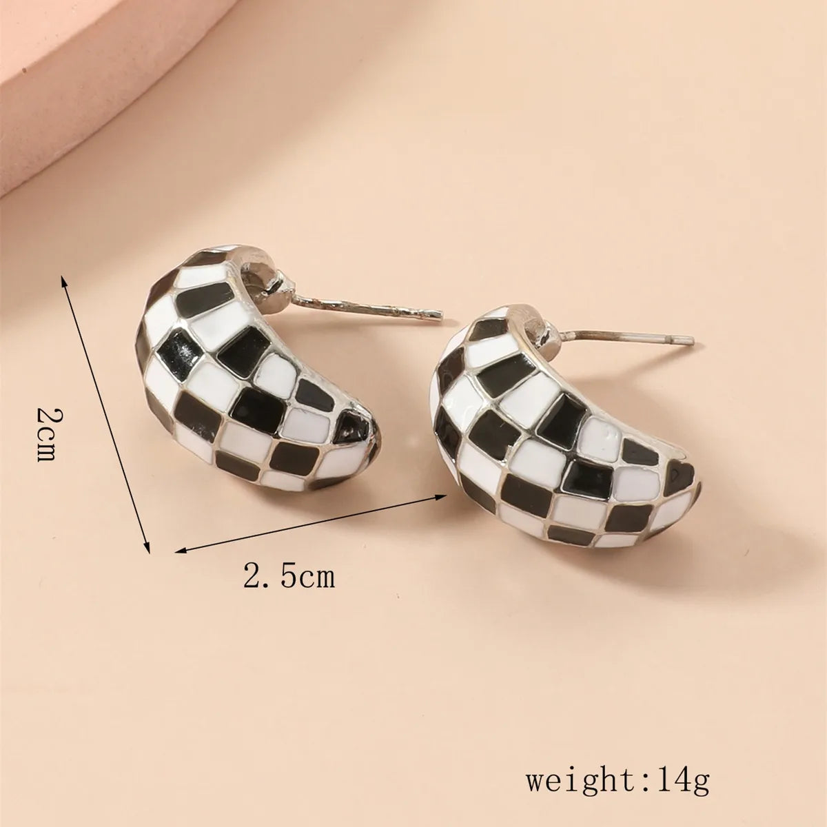 1 Pair Simple Style Classic Style Color Block Checkered Enamel Alloy Ear Studs