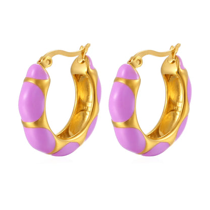 1 Pair Simple Style Classic Style Color Block Epoxy Plating 304 Stainless Steel 18K Gold Plated Earrings