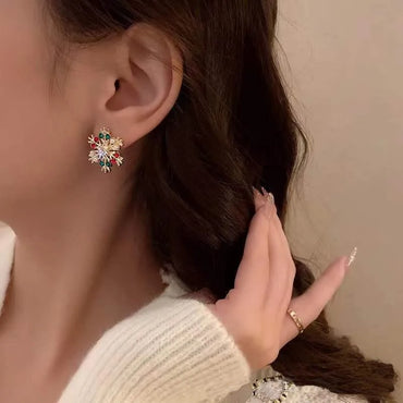 1 Pair Simple Style Classic Style Color Block Inlay Alloy Rhinestones Ear Studs