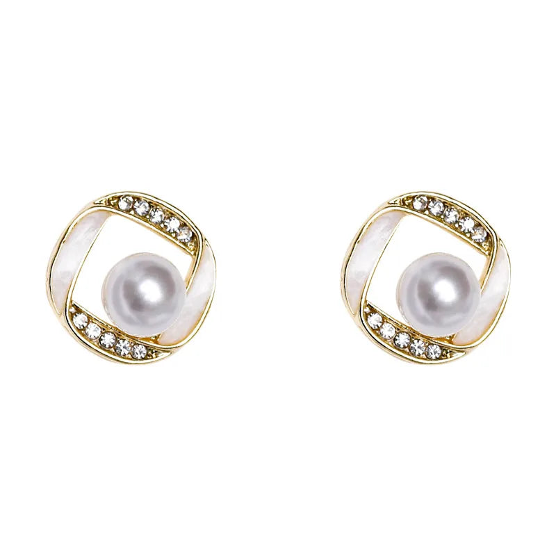 1 Pair Simple Style Classic Style Color Block Inlay Alloy Rhinestones Ear Studs