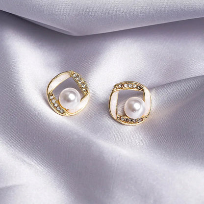 1 Pair Simple Style Classic Style Color Block Inlay Alloy Rhinestones Ear Studs