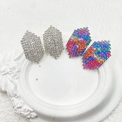 1 Pair Simple Style Classic Style Color Block Inlay Alloy Rhinestones Ear Studs