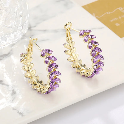 1 Pair Simple Style Classic Style Color Block Inlay Alloy Rhinestones Earrings