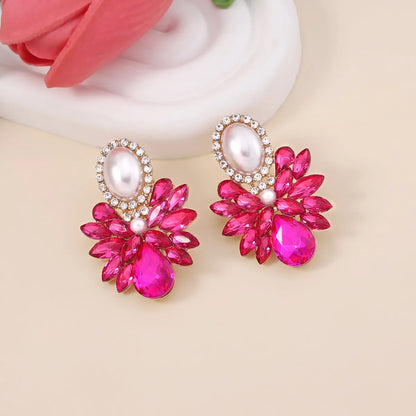 1 Pair Simple Style Classic Style Color Block Inlay Alloy Zircon Ear Studs