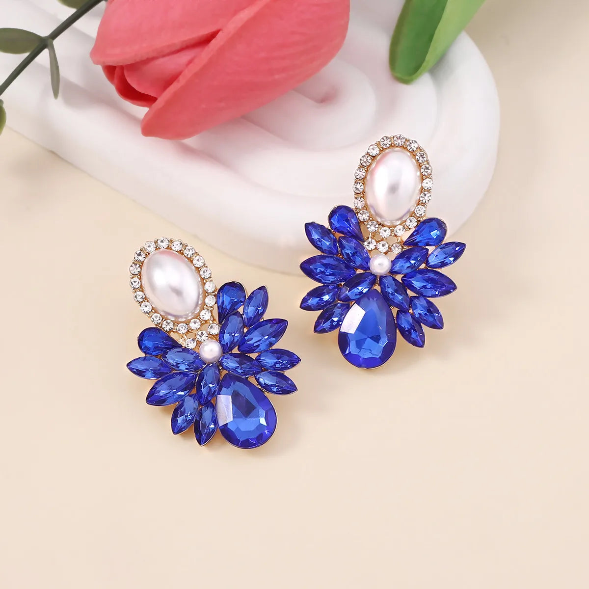 1 Pair Simple Style Classic Style Color Block Inlay Alloy Zircon Ear Studs