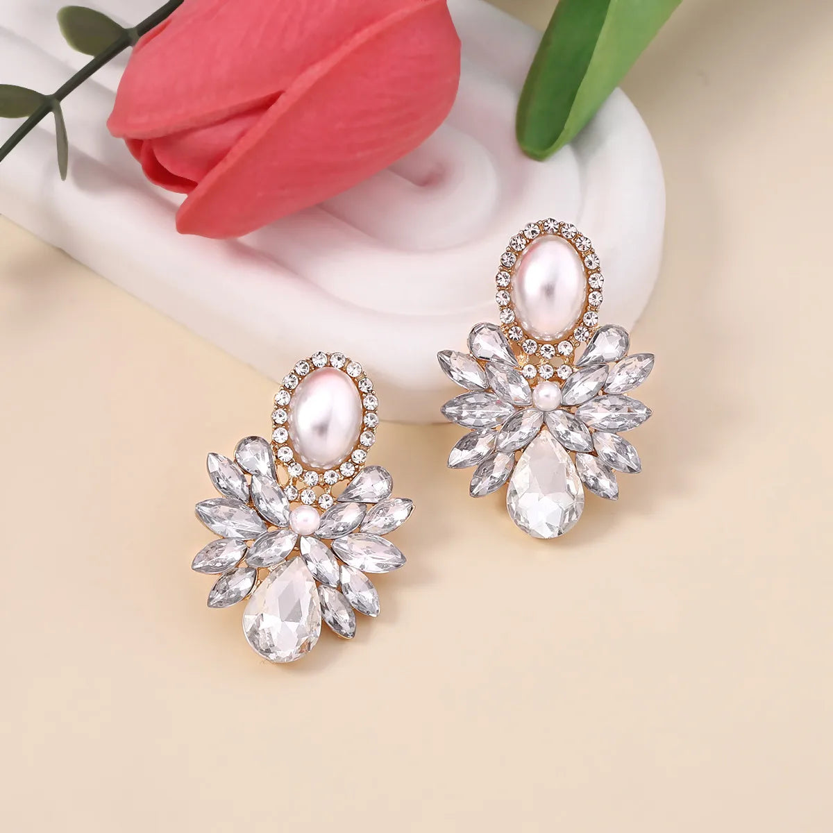 1 Pair Simple Style Classic Style Color Block Inlay Alloy Zircon Ear Studs