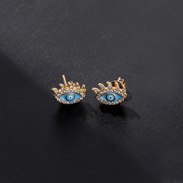 1 Pair Simple Style Classic Style Color Block Inlay Copper Rhinestones Ear Studs