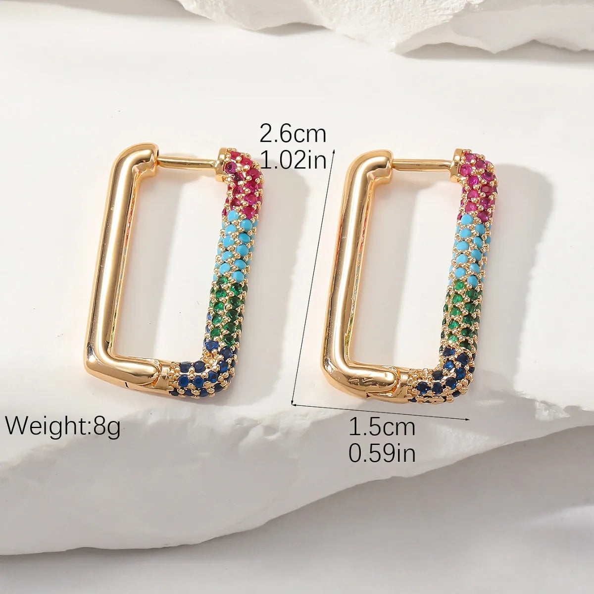 1 Pair Simple Style Classic Style Color Block Inlay Copper Rhinestones Earrings