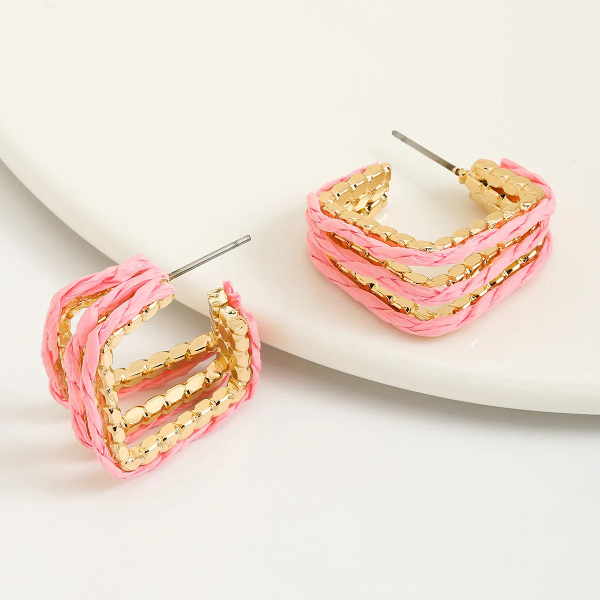 1 Pair Simple Style Classic Style Color Block Irregular Alloy Ear Studs