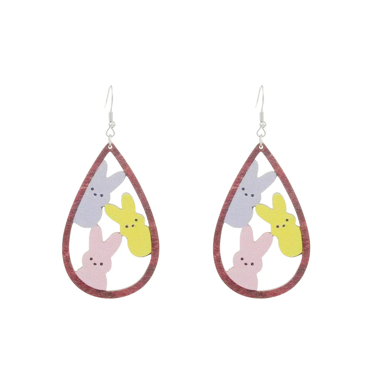 1 Pair Simple Style Classic Style Color Block Painted Wood Drop Earrings