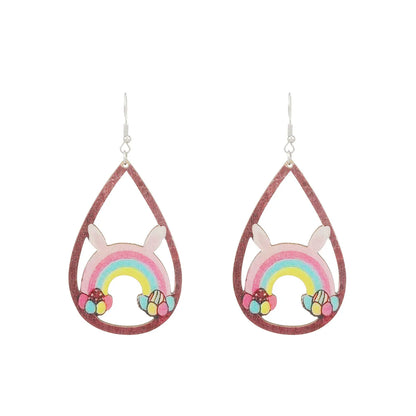 1 Pair Simple Style Classic Style Color Block Painted Wood Drop Earrings