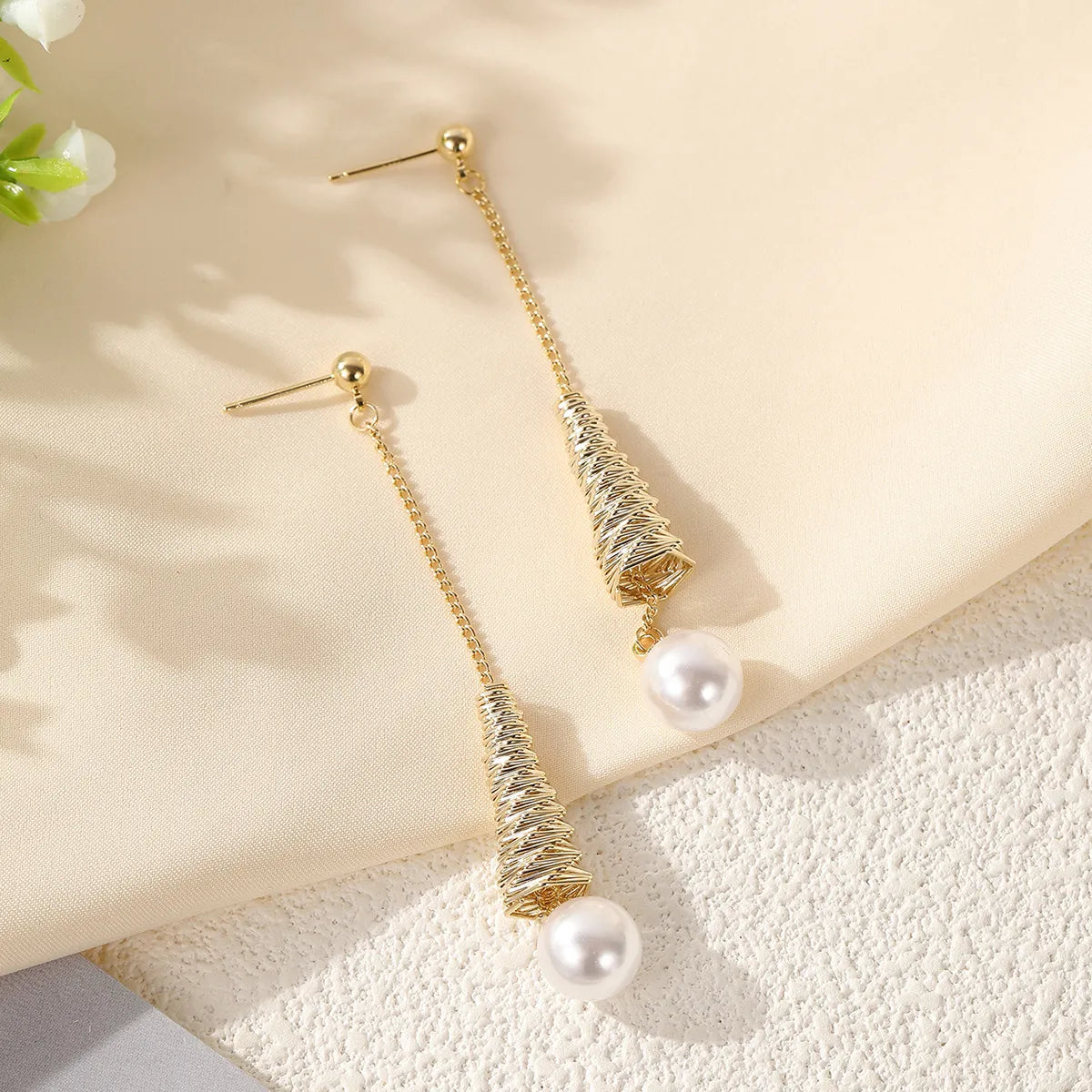 1 Pair Simple Style Classic Style Color Block Plating 304 Stainless Steel Imitation Pearl 18K Gold Plated Drop Earrings