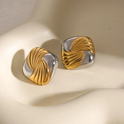 1 Pair Simple Style Classic Style Color Block Plating 316 Stainless Steel  18K Gold Plated Ear Studs