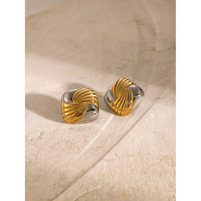 1 Pair Simple Style Classic Style Color Block Plating 316 Stainless Steel  18K Gold Plated Ear Studs