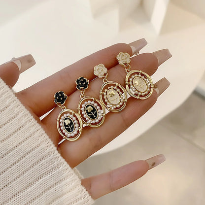 1 Pair Simple Style Classic Style Color Block Plating Inlay Alloy Artificial Pearls Gold Plated Drop Earrings