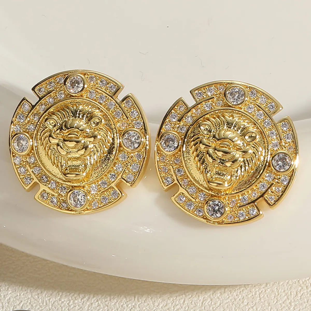 1 Pair Simple Style Classic Style Color Block Plating Inlay Brass Zircon 14k Gold Plated White Gold Plated Ear Studs