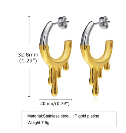 1 Pair Simple Style Classic Style Color Block Plating Titanium Steel Gold Plated Drop Earrings