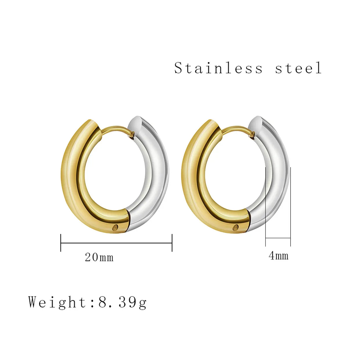 1 Pair Simple Style Classic Style Color Block Plating Titanium Steel Gold Plated Earrings