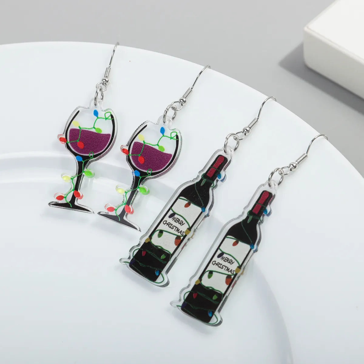 1 Pair Simple Style Classic Style Color Block Printing Arylic Drop Earrings