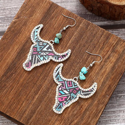 1 Pair Simple Style Classic Style Color Block Printing Pu Leather Zinc Alloy Drop Earrings