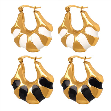 1 Pair Simple Style Classic Style Color Block Titanium Steel Enamel Plating 18k Gold Plated Earrings