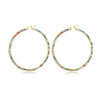 1 Pair Simple Style Classic Style Colorful Plating Inlay Stainless Steel Artificial Diamond Hoop Earrings