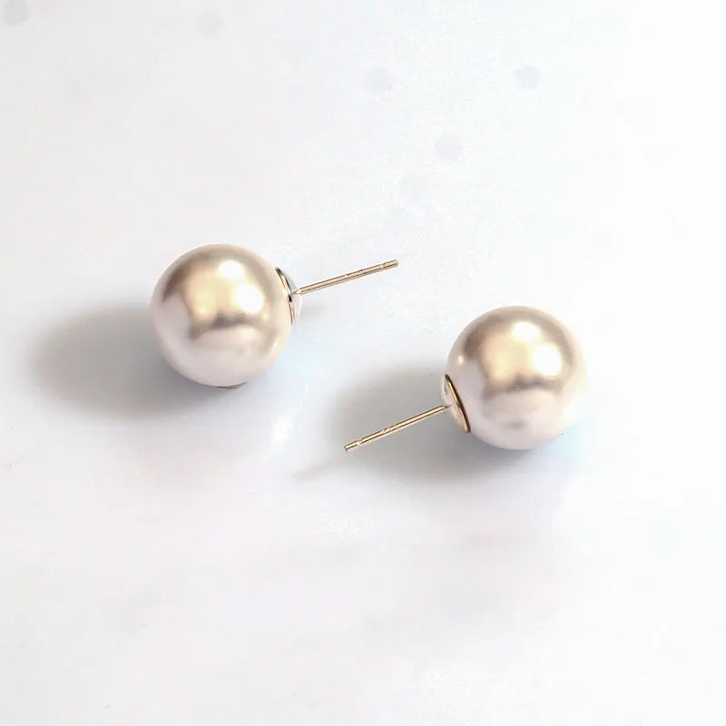 1 Pair Simple Style Classic Style Commute Ball Artificial Pearl Sterling Silver Ear Studs