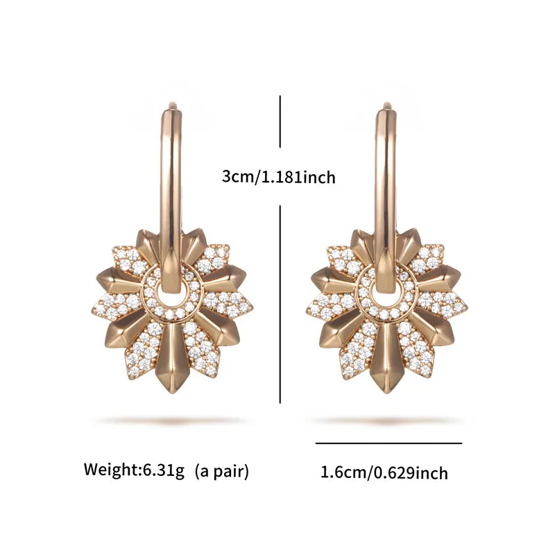 1 Pair Simple Style Classic Style Commute Flower Plating Inlay Copper Artificial Gemstones 14K Gold Plated Platinum Plated Drop Earrings