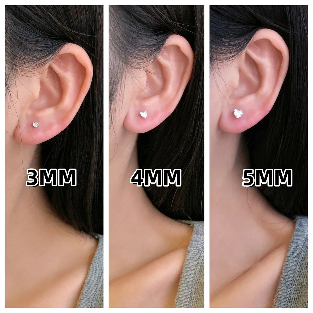 1 Pair Simple Style Classic Style Commute Geometric Heart Shape Plating Inlay Sterling Silver Zircon Ear Studs